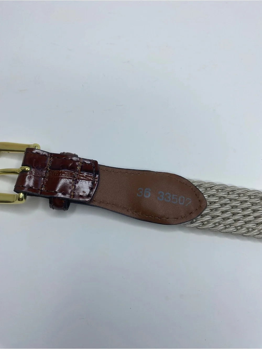 Webbed and embossed Leather Belt Size 36 Preppy Classic Country club